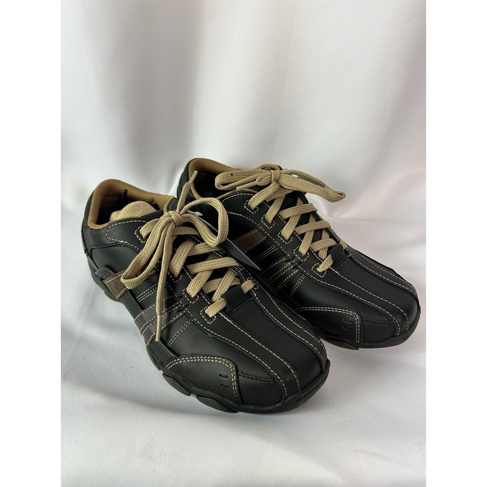 Skechers Diameter Vassell Black Tan Leather Oxford Sneakers Comfort Mens 8